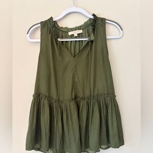 GREEN Shirred Peplum Top | Loft